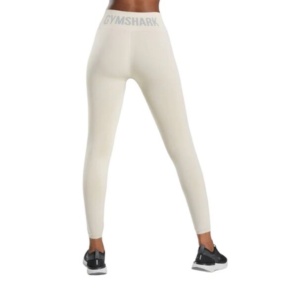 Gymshark Seamless Leggings in Beige / Grey sz M Ribbed Logo Waistband - Picture 2 of 9